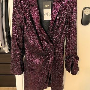 Zara - black and purple sequin dress - XS - never worn